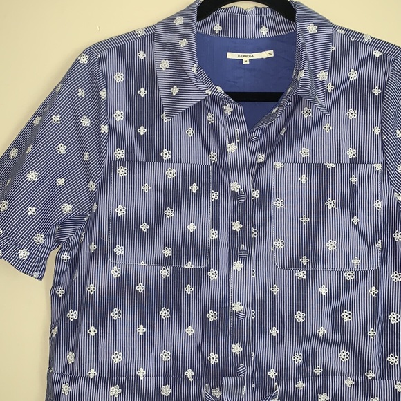 Tularosa Danielle Chambray Floral Printed Belted Romper - Picture 4 of 9